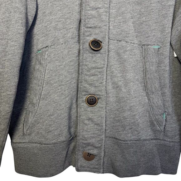 Y2K Hollister Womens Henley Hoodie Cardigan Size S Gray Button Up Jacket Preppy - Picture 5 of 10